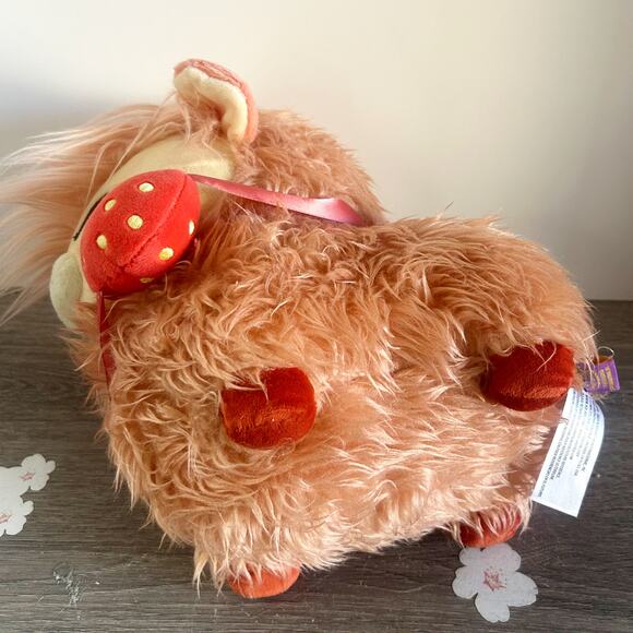 Honeymaru Fluffy Strawberry Highland Stuffed Cow Plush Box Lunch Kawaii Cute EUC - Picture 5 of 7